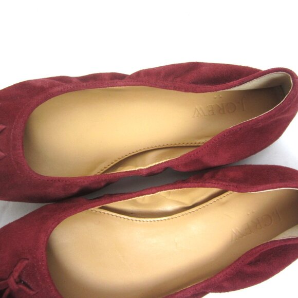 J. Crew Lottie 7.5M Warm Burgundy Maroon Suede Leather Flats Slip Ons - Picture 8 of 11